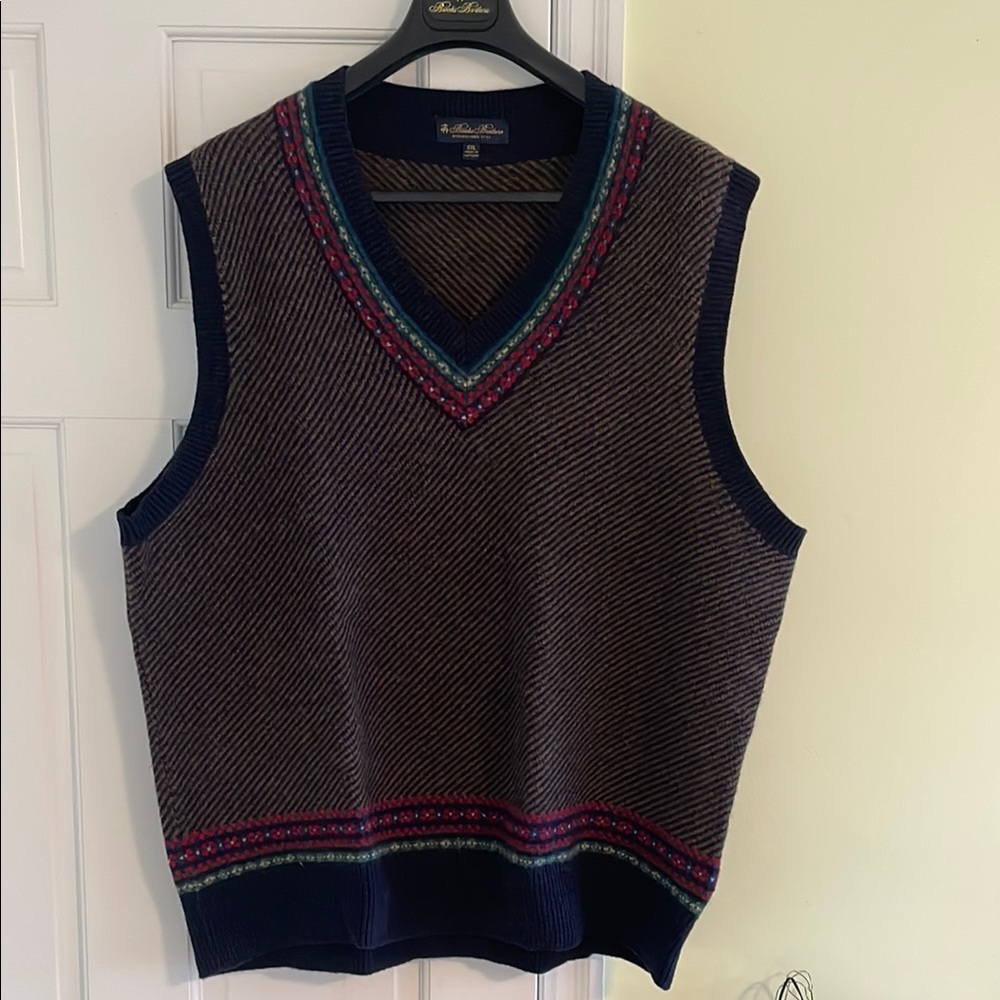 Classic Men's Sweater Vest - Brown and Blue